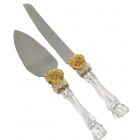 50th Anniversary Birthday Cake Knife and Server Set with Gold Hearts Keepsake Gift